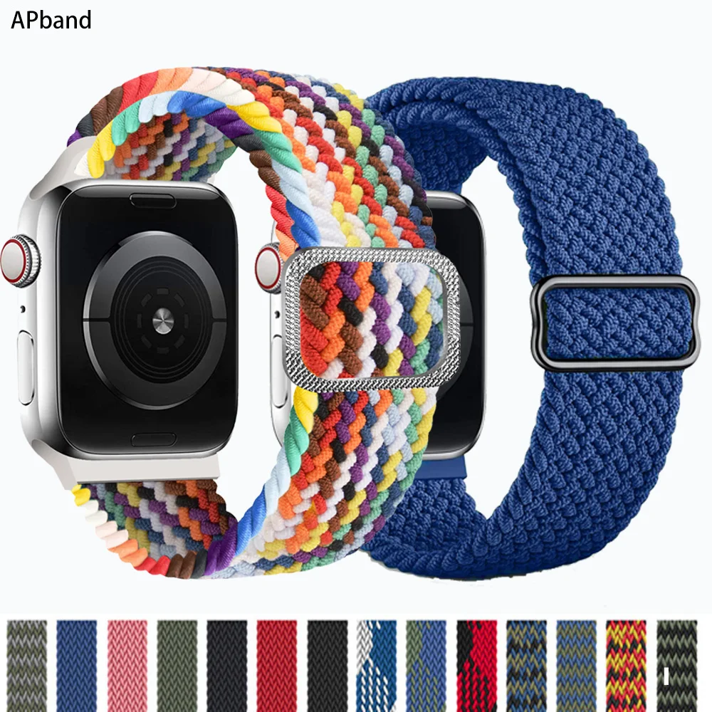 Ремешок Плетеный для Apple watch band 44 мм 40 38 42 Нейлоновый Регулируемый эластичный