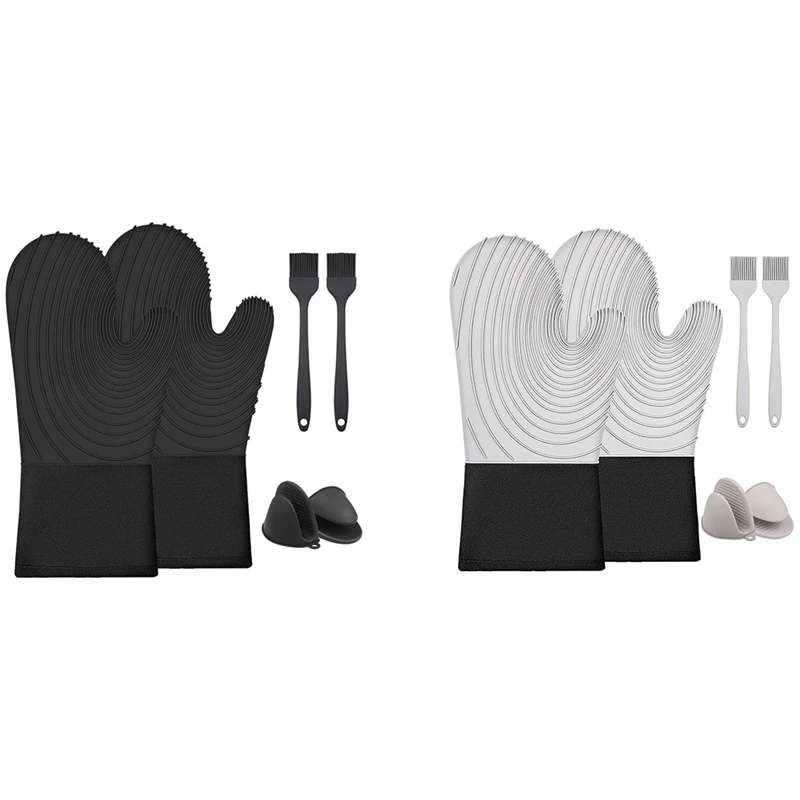 

Oven Gloves, Oven Mitts Silicone Heat Resistant, Non Slip Kitchen Oven Gloves, for Grilling, Cooking, Baking, BBQ