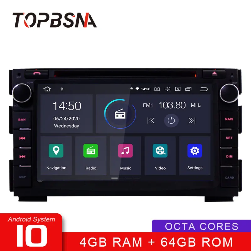 Автомобильный DVD плеер TOPBSNA 2 Din Android 10 для KIA CEED 2009 2010 2011 2012 VENGA WIFI мультимедийный