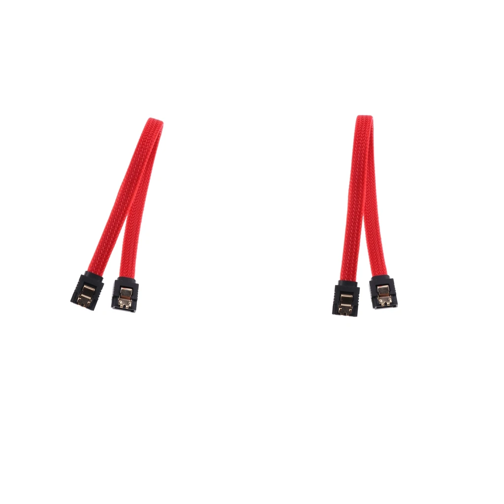 2 Pieces 25cm SATA 3 6Gbps High Quality Locking Red Serial ATA HDD SSD Data Cable