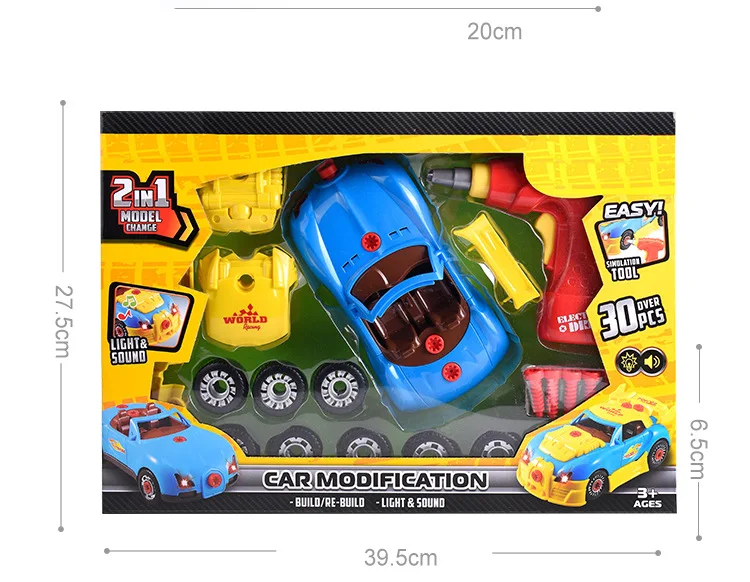 

Take Apart Racing Car Toys Build Your Own Toy Car with 30 Piece Constructions Set Race Car Toys with Sounds & Lights Drill