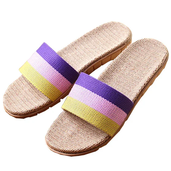 Новинка летние домашние тапочки женские Вьетнамки унисекс Шлепанцы из пеньки