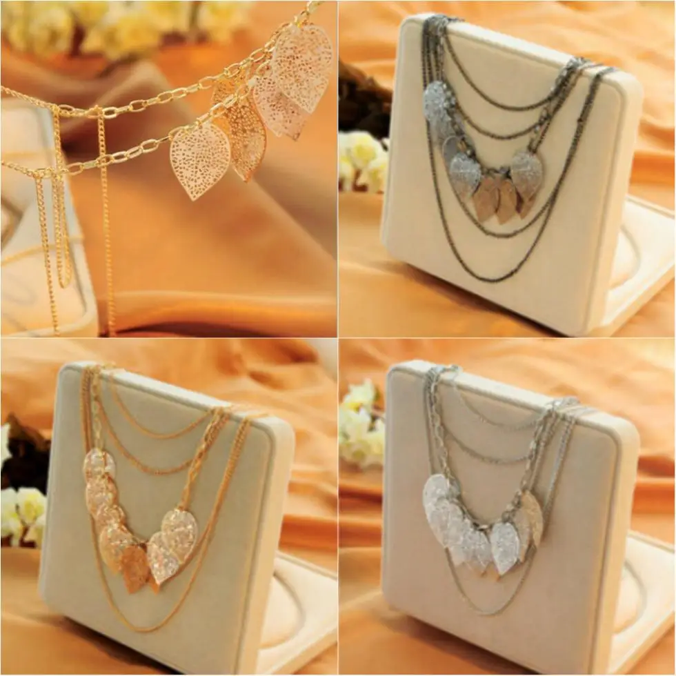 Женское Ожерелье многослойное ожерелье с кулоном в виде заблудших листьев|sweater