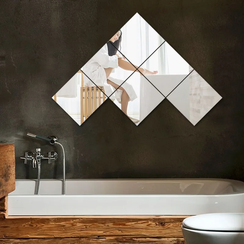 

DIY Acrylic Square Wall Mirrors Stickers 3D Full Length Mirror Wall Adhesive Mirror Stitching Combination Square Wall Decoration