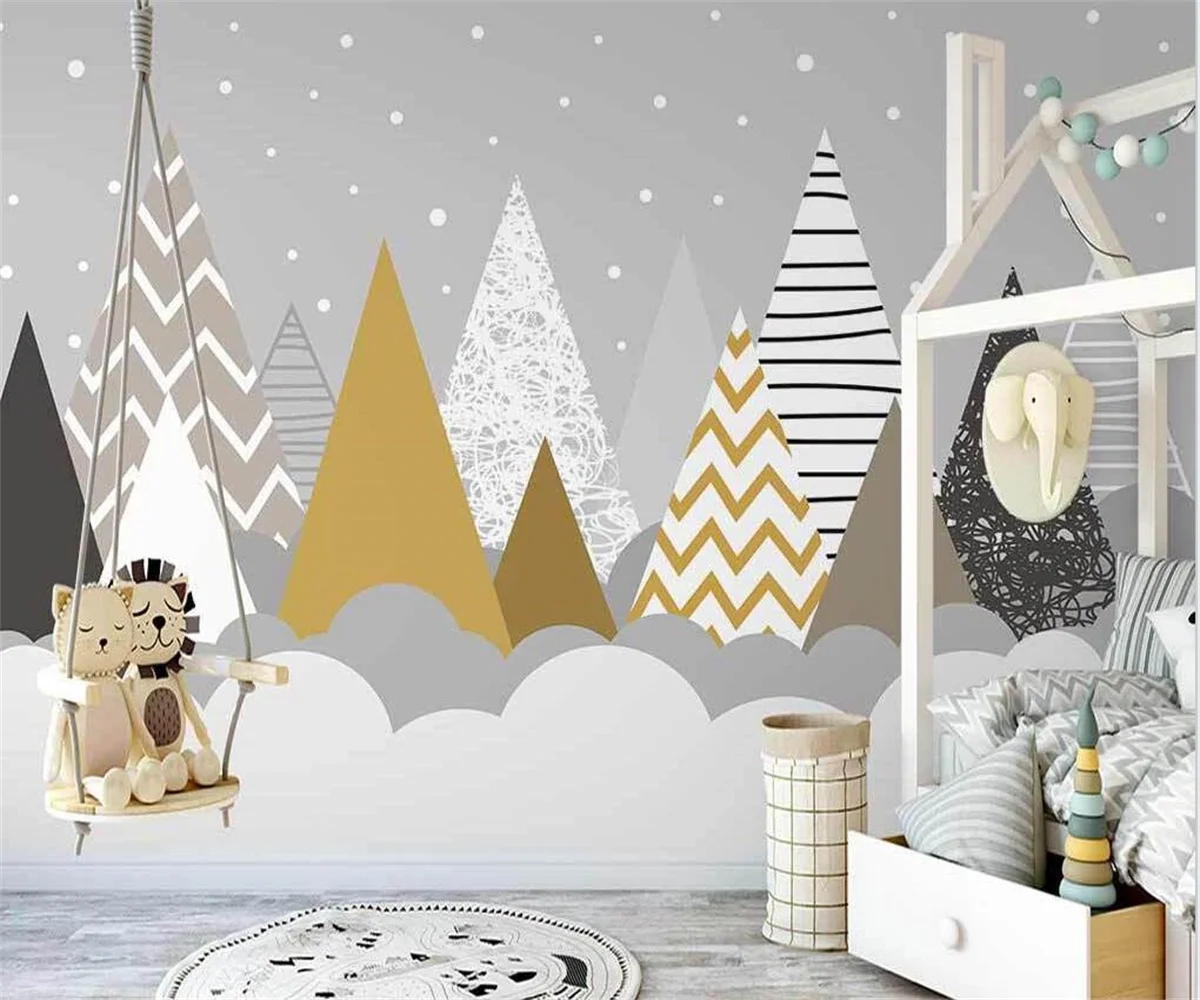 Пользовательские скандинавские ручная роспись геометрические горные пики леса