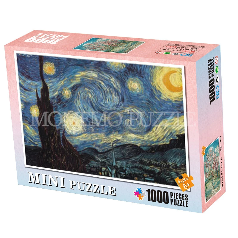 mini puzzle 1000 MOMEMO Звездная ночь головоломка 1000 шт. всемирно известная картина маслом головоломка деревянные головоломки игрушки для взрослых головоломки подарок для влюбленных - Цвет: mini puzzle 1000