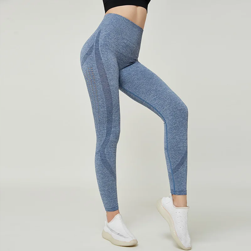 

Hollow Peach Yoga Pants Women's ElasticTight Sports Pants Lifting Buttocks Slim High Waist Quick-drying Nine-Point Fitness Pants