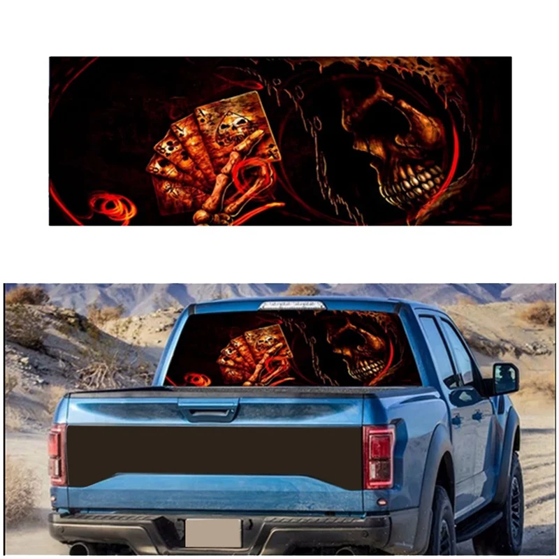 

Skull Pattern for Truck Jeep Suv Pickup 3D Rear Windshield Decal Sticker Decor Rear Window Glass Poster 57.9 x 18.1 Inch