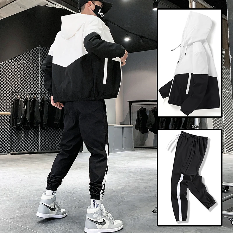 

2-piece set of men's street clothes fitness men's sports pants
