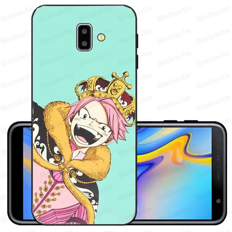 Мультяшная манга Феи хвост ТПУ черный чехол для телефона чехол для samsung Galaxy j6 plus A6 A8 A9 A10 A30 A50 мобильный чехол