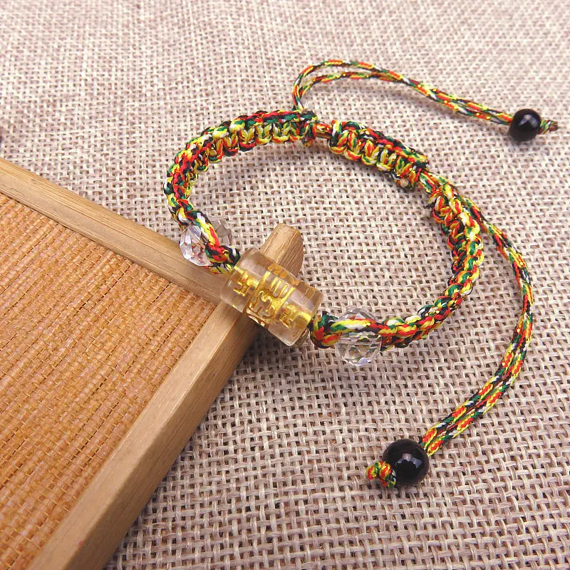 Минималистичный мужской браслет из шести слов на санскрите Будда бисера стекла