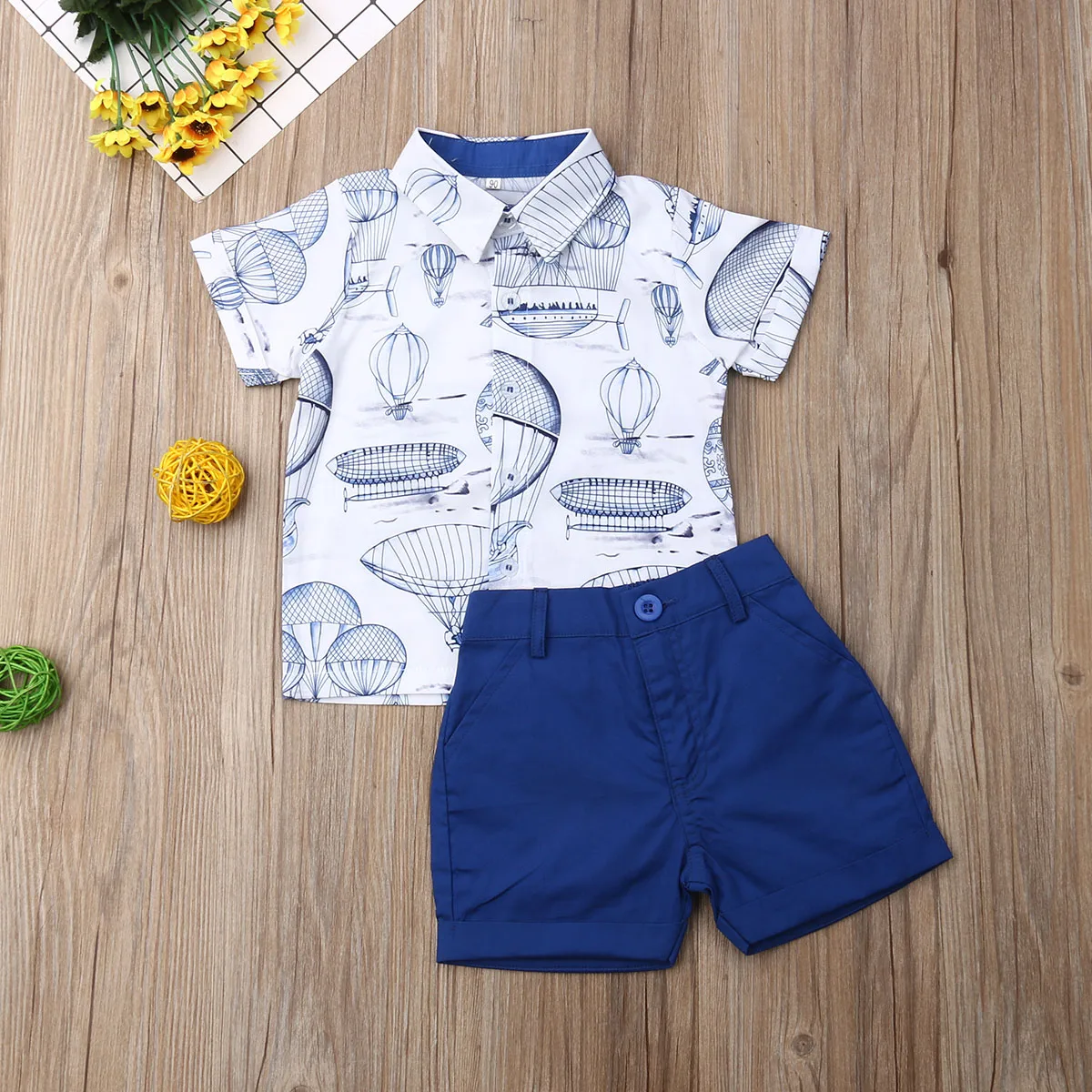 1-6Y Newborn Baby Boys Clothes Sets Cartoon Print Button Tops T-shirt Pants Shorts Sunsuit | Детская одежда и обувь