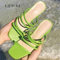 lsewilly new plus size 47 breathale summer slippers elegant narrow band high heels slippers summer slip on shoes woman