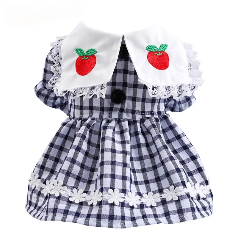 

Модное роскошное платье для собак, черно-белое клетчатое платье принцессы с кружевным воротником, Милая юбка для собак, одежда для девочек, ...