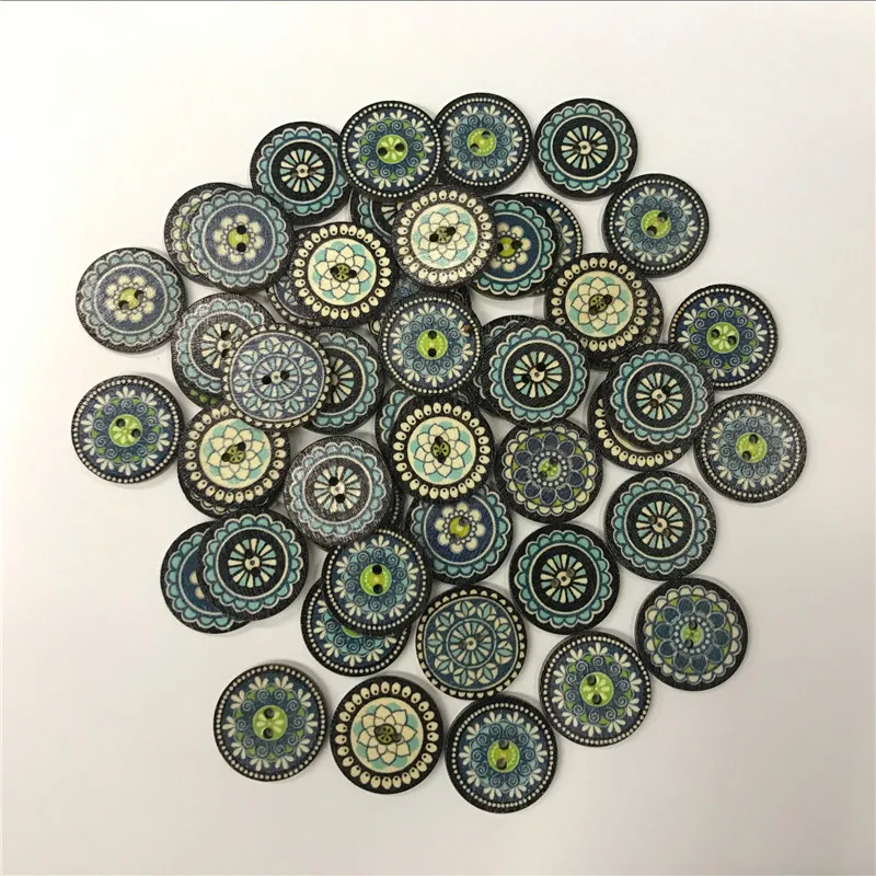 

50 шт., круглые декоративные пуговицы в виде цветов