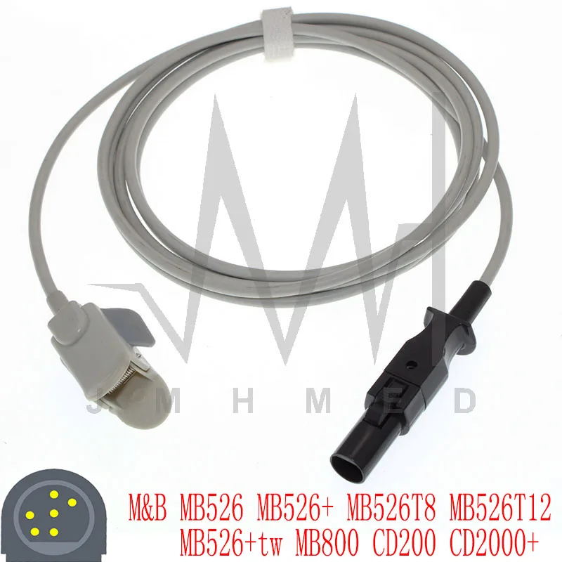 

Blood Oxygen Saturation Probe of M&B MB526 CD2000 Monitor,Adult/Child/Neonate/Finger/Ear/Forehead/Animal 6pin 3m Oximetry Cable