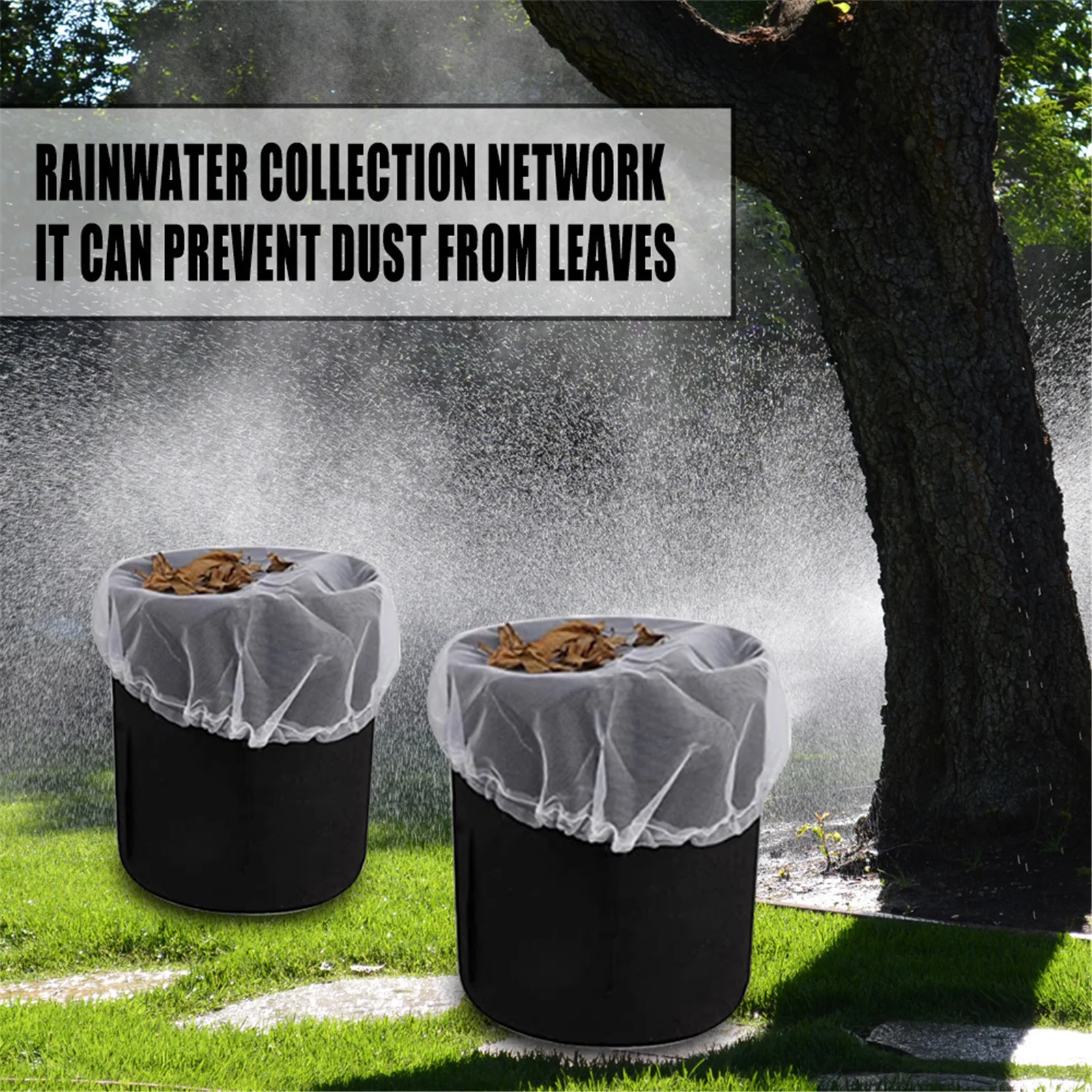 

Garden Accessories Outdoor Bucket Mesh Cover Net Portable Drawstring Rain Barrels Protector For Garden Courtyard Lawn Ferramenta