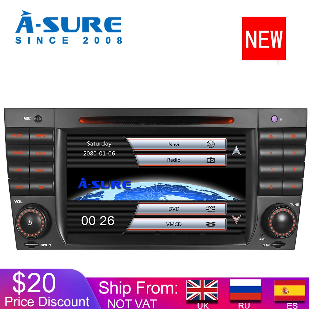 Автомобильный радиоприемник A-Sure 7 дюймов 2 Din Cortex A9 GPS DVD-плеер стерео-навигация для
