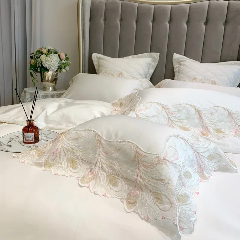 

2021 Luxury 1000TC Tencel Queen King Bedding Set 4/7pcs Bed cover Bedsheet Duvet Cover High-end sample room Bed set