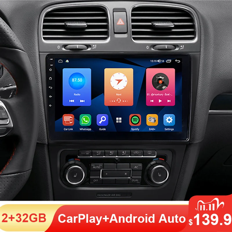 

JUNHUA 10,1 дюймов Android 10 автомобильное радио CarPlay DVD BT DSP GPS навигация для VW Golf 5 6 Polo Passat b6 Tiguan SKODA Octavia