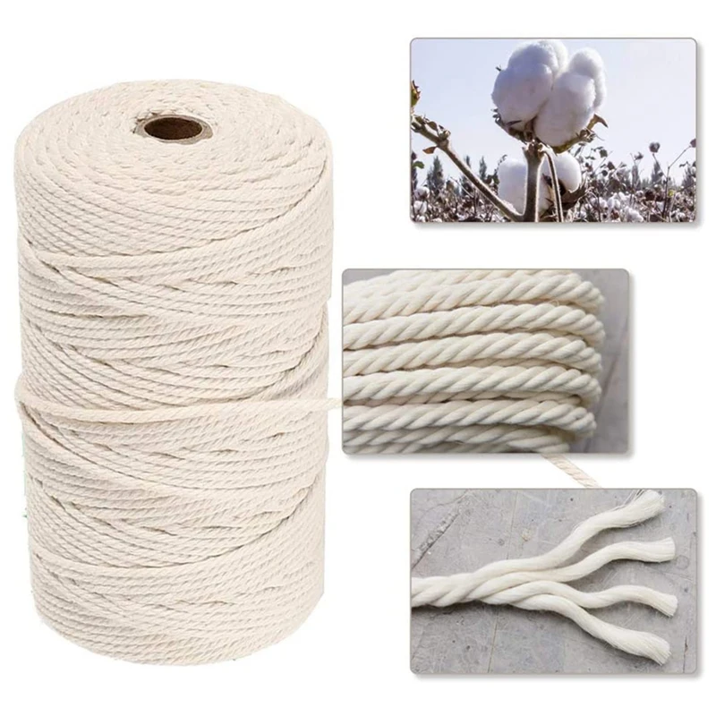 Macrame Cord Natural Cotton Rope m with Wood Ring Stick For DIY Kit Wall Hanging Plant Hanger | Дом и сад