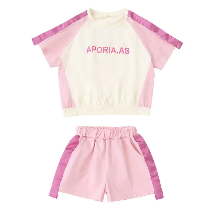 

Girls' Summer Suit 2021 New Fashionable Girls Two-Piece Suit Outdoor Sports T-shirt