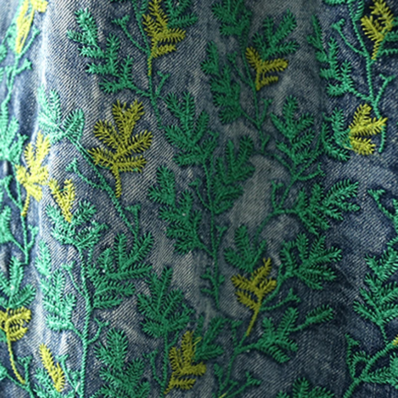 Женские юбки с вышивкой потертые длинные джинсовые средней длины в стиле девушки