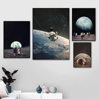 night sky art prints earth canvas posters surrealism galaxy space moon canvas painting scandinavia cosmic wall pictures sci fi