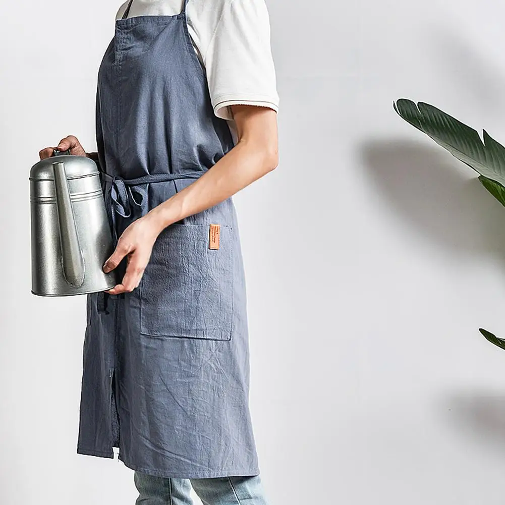 Простой фартук из хлопка и льна для взрослых в скандинавском стиле кухонный