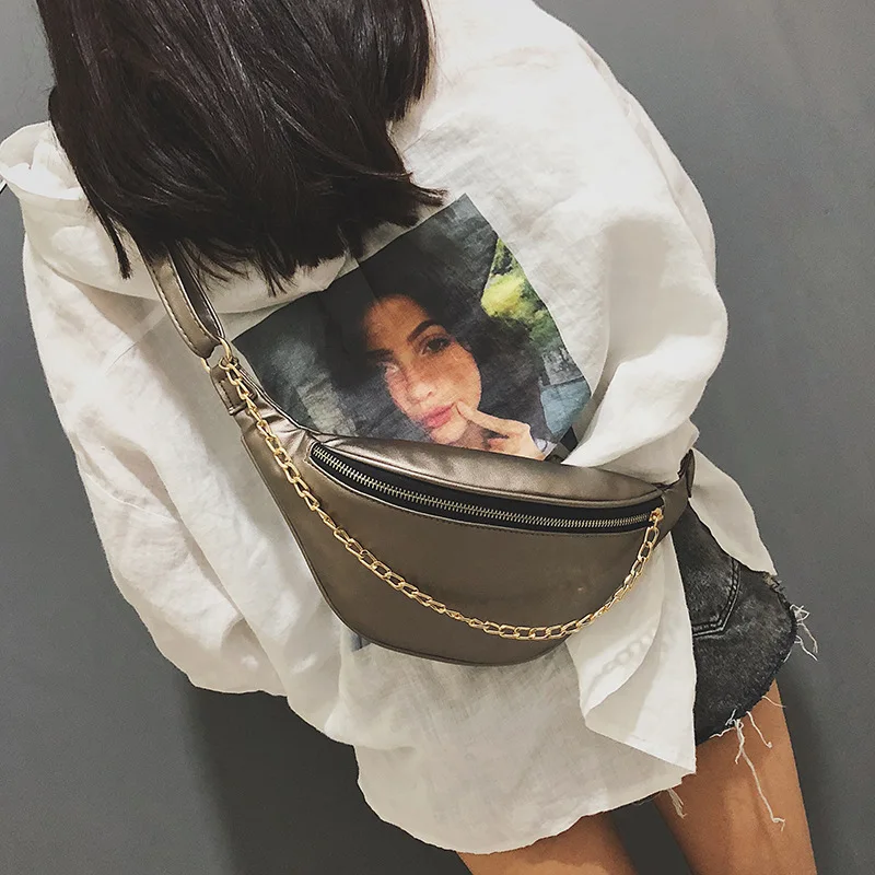 Женские сумки с ремнем для дискотеки однотонные вечерние металлической цепочкой