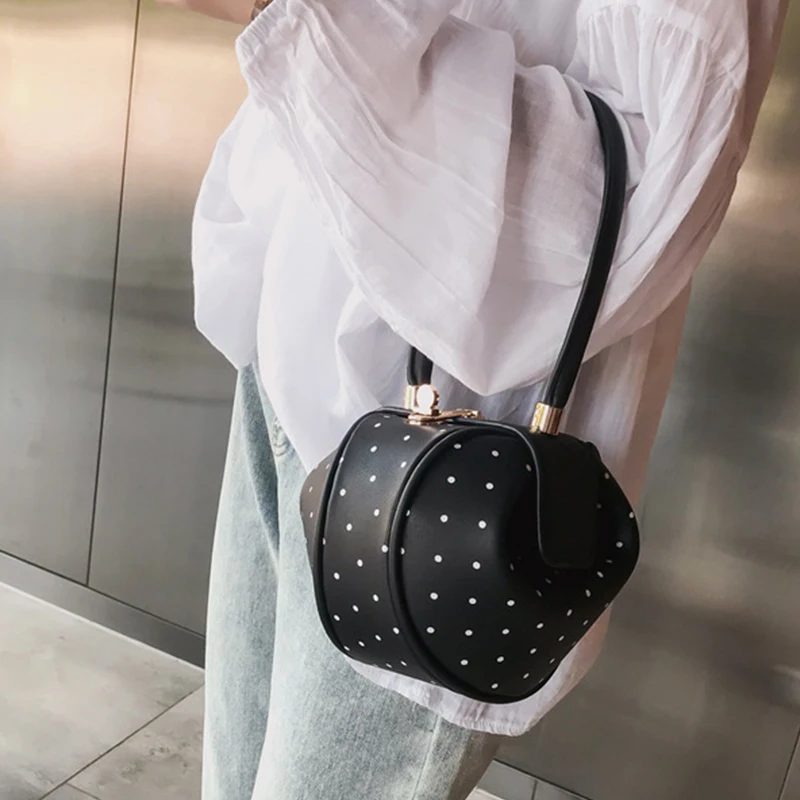 

S.IKRR Women Bag Leather Shoulder Bag Ladies Wave Point Handbag sac a main Women Small Bag Women Clutch Famous Brand Fashion Bag