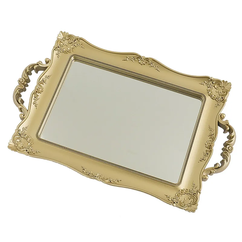 Plates Cake Stand Nordic Binaural Glass Mirror Gold Storage Tray Photo Props Nоднос Nля Nекора Tарелка 디저트접시 Table