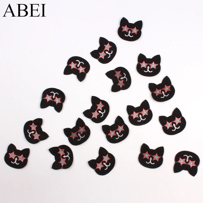 Нашивка с рисунком черного кота 10 шт. наклейки вышивкой животные украшение для