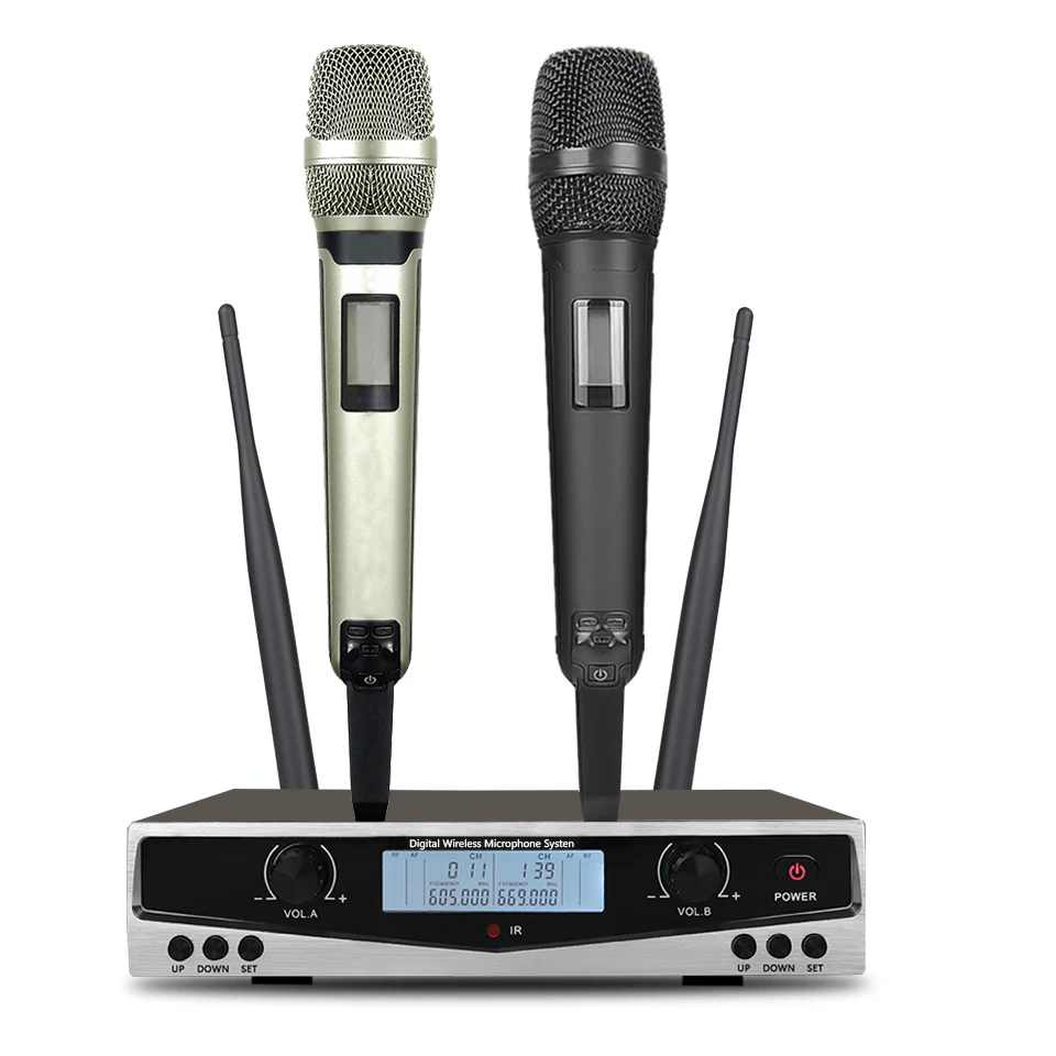 

SOM SKM9100 Stage Performance Home KTV High Quality UHF Professional Dual Wireless Microphone System Dynamic Long Distance