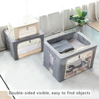 cotton linen thicken storage box fabric with cover fold baina box large window clothing toys home storage box packing bag