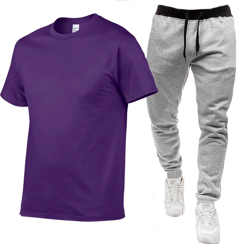 

Quick dry Men's Short Sleeve Tee Summer Costume Institute Tee Custom Senior Brand Logo Short Sleeve + Casual Shorts 2-piece set