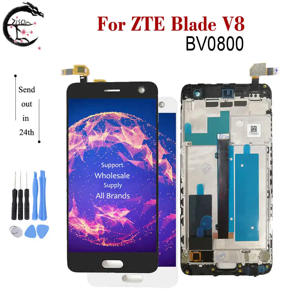 Полный ЖК-дисплей для ZTE Blade V8, ЖК-дисплей BV0800 экран с рамкой сенсорный датчик дигитайзер в сборе для ZTE V8 V 8, дисплей AAAquality