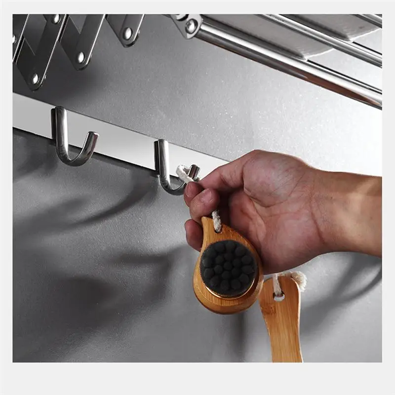

50cm Telescopic Clothes Hanger Stainless Steel Wall Mount Storage Rack for Bathroom Kitchen (Silver)