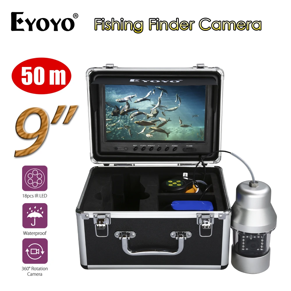 EYOYO 50 м 9 &quotподводная видеокамера для рыбалки 1000TVL 8GB DVR 360 ° рыболокатор 18