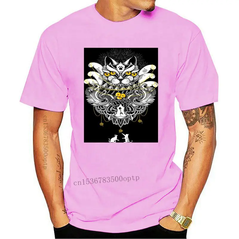 

Футболка мужская с ритуалом кошки, уникальная винтажная тенниска в стиле ретро, хлопковая майка особого дизайна, черная одежда для взрослых...