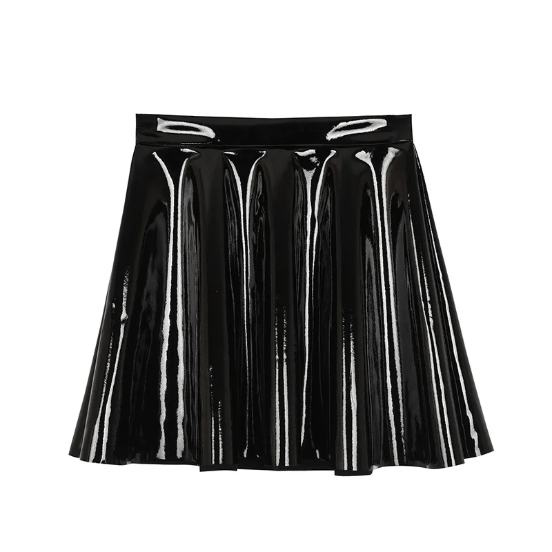

Pu Leather Mini Skirts Women 2021 Sexy Solid Colors Gothic Black Pleated Skirt Gothic Clothes Summer Goth Punk Slim Streetwear