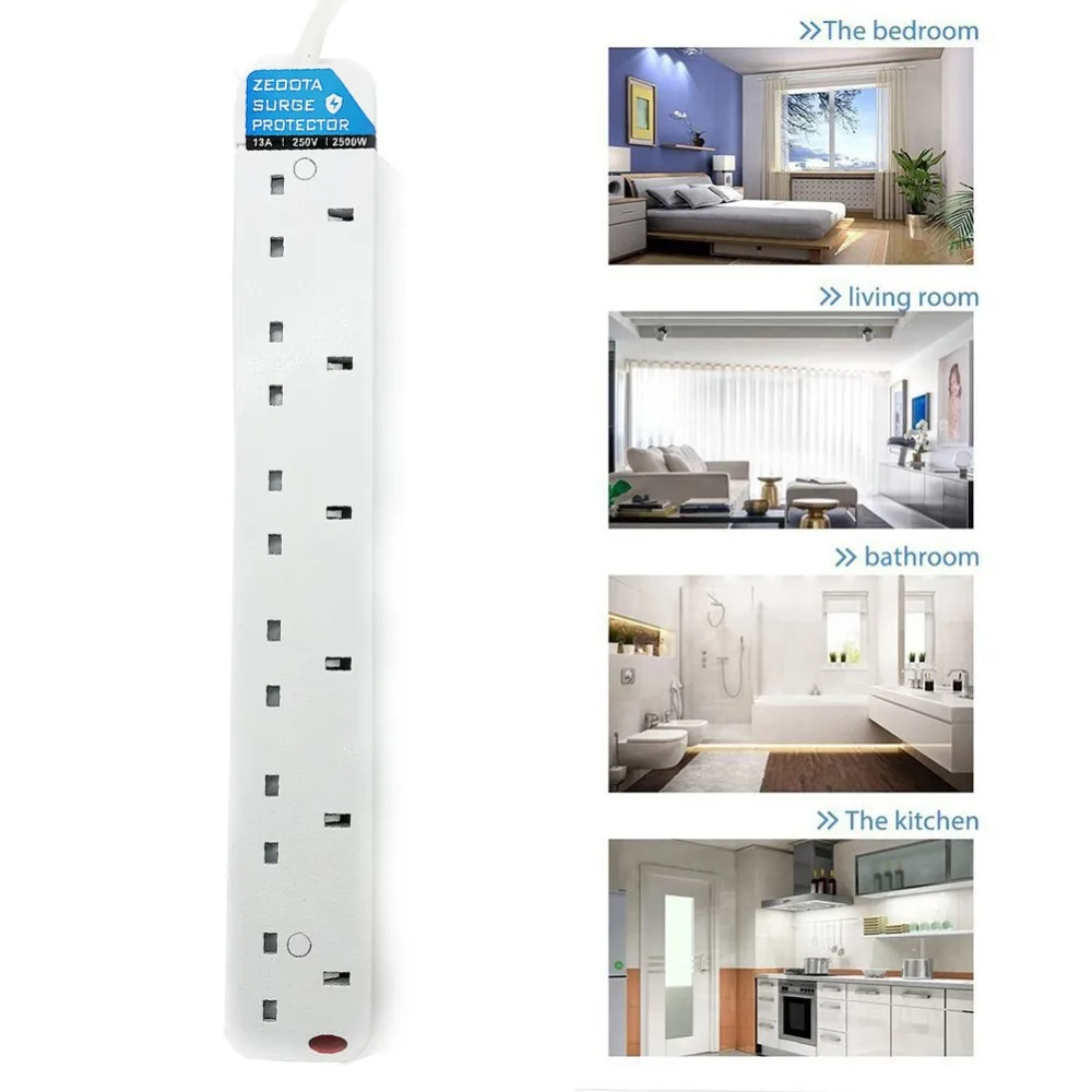 Удлинитель питания на 2/3/4/5/6 розеток переменного тока Великобритания защита от