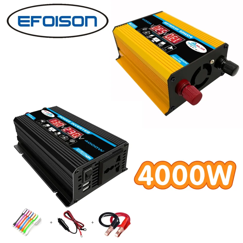 

Автомобильный преобразователь напряжения 4000 Вт 12 В в 230 В, преобразователь для дома, зарядное устройство для телефона, ноутбука, Аварийная з...