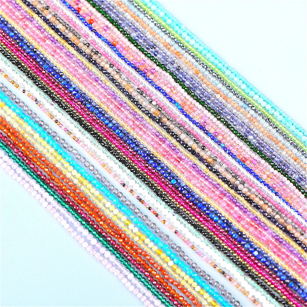 Бусины из натурального камня 2 мм граненые бусины мини бусы Длинная цепочка для