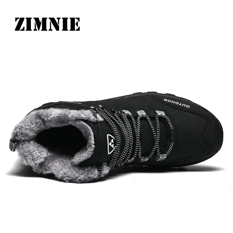 ZIMNIE, новинка, зимняя мужская уличная спортивная обувь, нескользящая спортивная обувь для мужчин, с меховой подкладкой, походная обувь для мужчин, теплые треккинговые ботинки