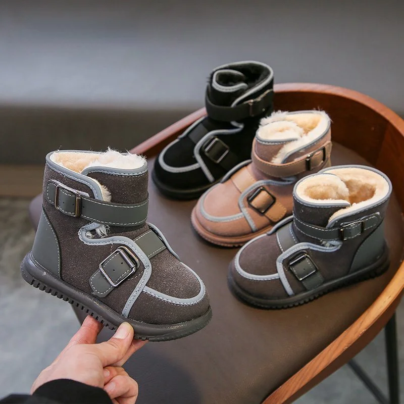 

2022 Winter New Children's Warm Boots For Girls Boys Snow Boots Kids Fashion Shoes Plus Velvet Baby Shoes Boots Pink Brown Black