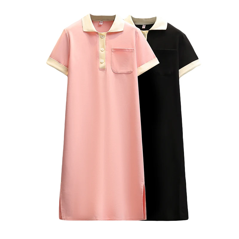 

M-4XL plus size women Summer kintting dresses 2021 short sleeve button Patchwork Straight slim sweater dress female vestidos