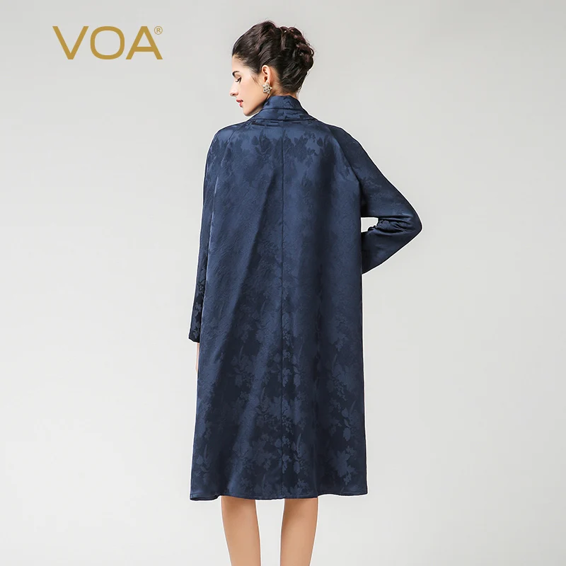 VOA Шелковый Тренч, кардиган, длинная одежда, Женское пальто, sobretudo feminino, Harajuku, дамские пальто, готический стиль, размера плюс, F7392