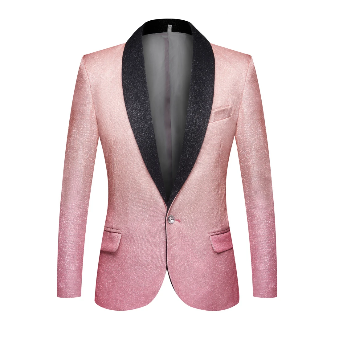 Champagne Pink PYJTRL Мужская мода градиент Цвет Блестящий Золотой Синий Шампань розовый черный Slim Fit Блейзер сценический певец Пром платье пиджак - Цвет: Champagne Pink