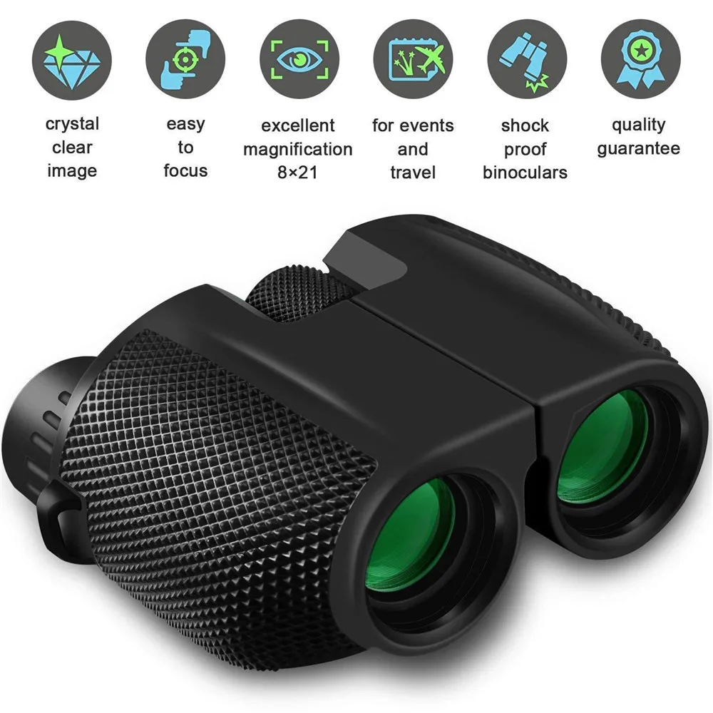 

Telescopes High Powered 10x25 Binoculars Compact Folding Weak Light Clear Bird Watching Lightweight Waterproof Kids